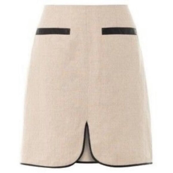 NWT L'Agence Linen Faux Leather Trim Skirt Size 4 New With Tags Lightweight Mini - Picture 11 of 11